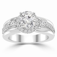 1.20 ct Ladies Round Cut Diamond Semi Mounting Engagement Ring in 14 kt White Gold